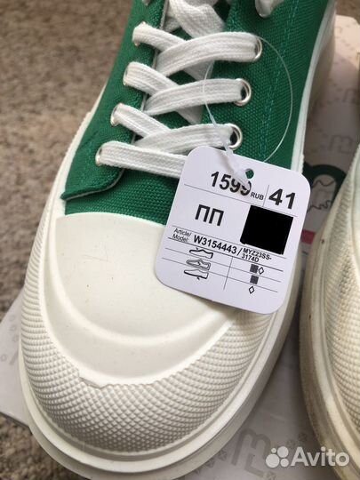 Черные и зеленые кеды р. 41