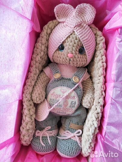 Игрушки ручной работы с метрикой, плюшевый заяц