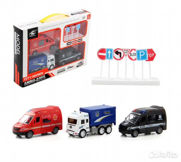 Набор машинок Спецтехника и дорожные знаки, 117736