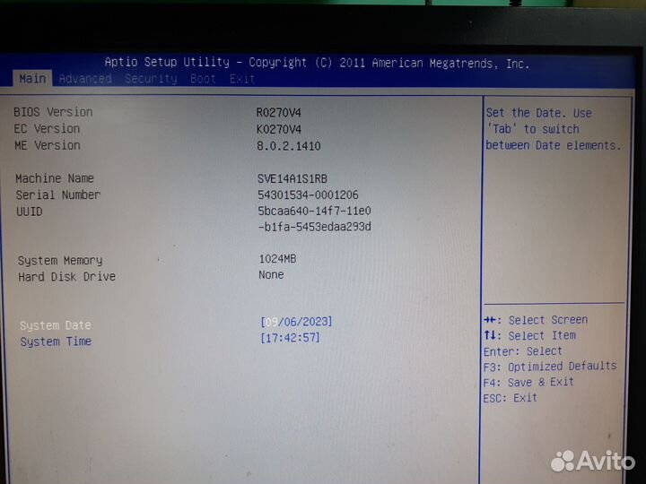 Ноутбук Sony Vaio SVE14AA11V на разборку