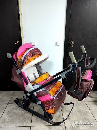 Санки-коляска с 4 колесами