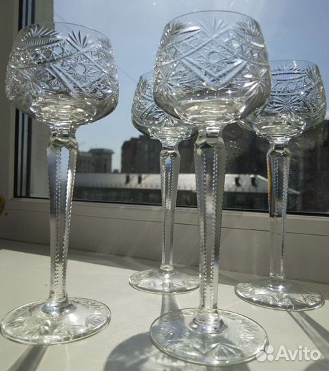 Ваза Чехия. Снежинка.Фужер ГДР