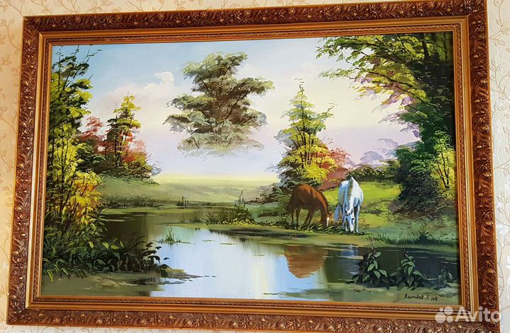 Картина маслом в интерьер на холсте пейзаж