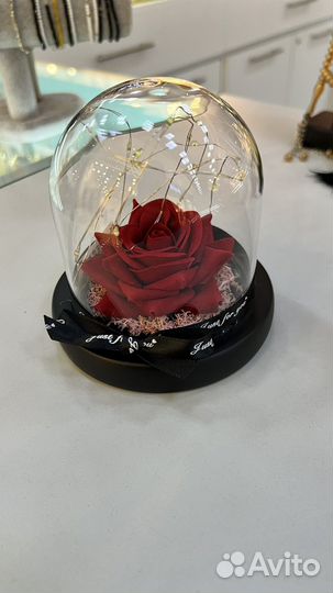 Роза в колбе красная на батарейках