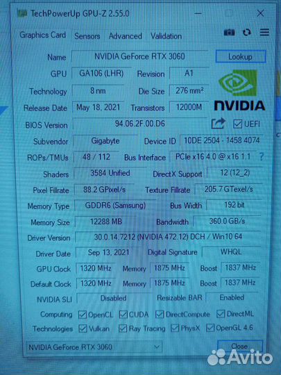 Видеокарта rtx 3060 12 гб gigabyte