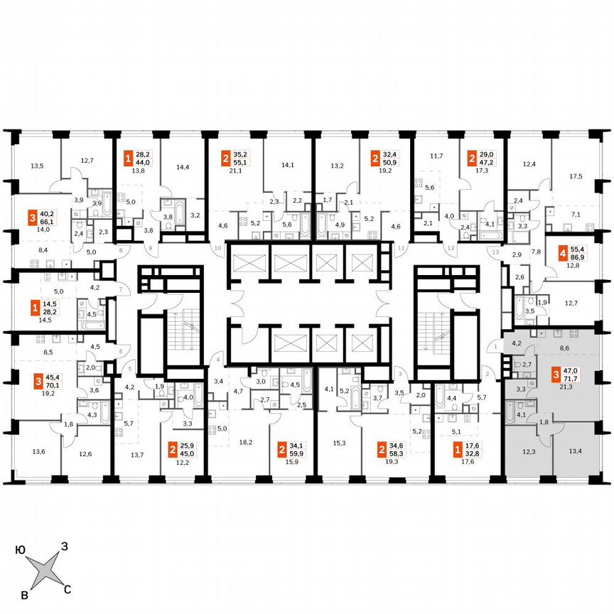 2-к. квартира, 71,7 м², 39/39 эт.