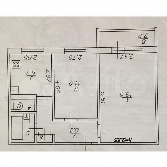 2-к. квартира, 47,6 м², 3/9 эт.