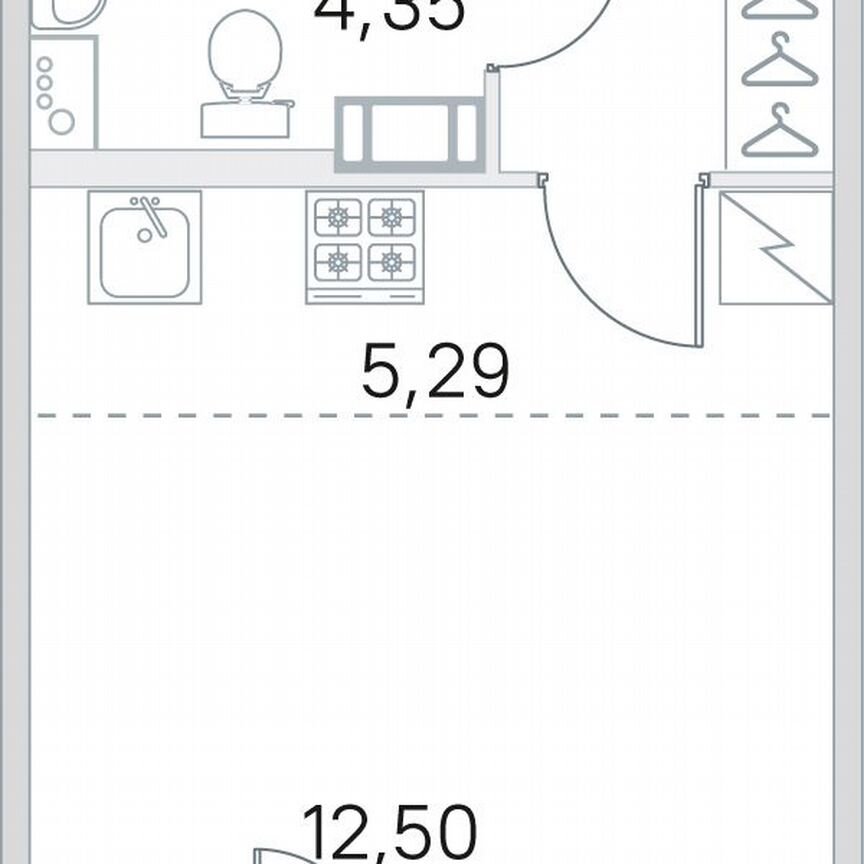 Квартира-студия, 26,4 м², 4/5 эт.