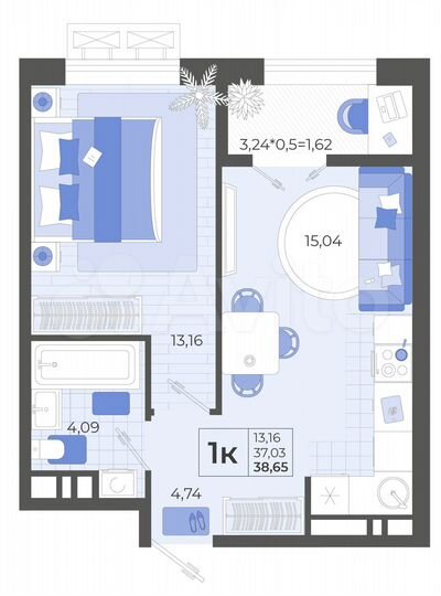 1-к. квартира, 38,7 м², 12/12 эт.