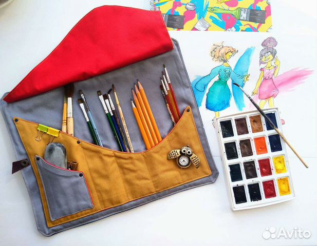 Пенал - скрутка для кистей,карандашей