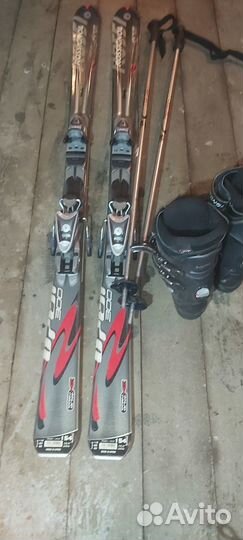 Горные лыжи, крепления, ботинки, палки