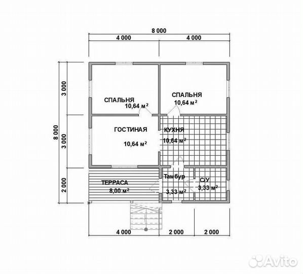 Профилированный брус домкомплект 8*8 с террасой