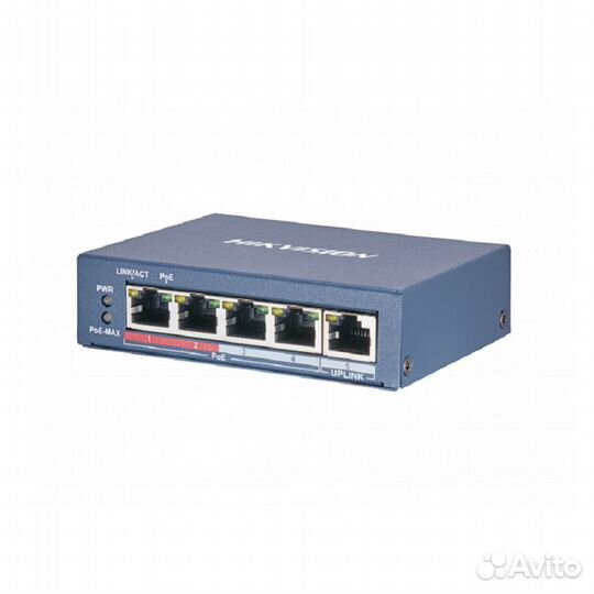 Коммутатор на 4 PoE порта Hikvision DS-3E0105P-E/M