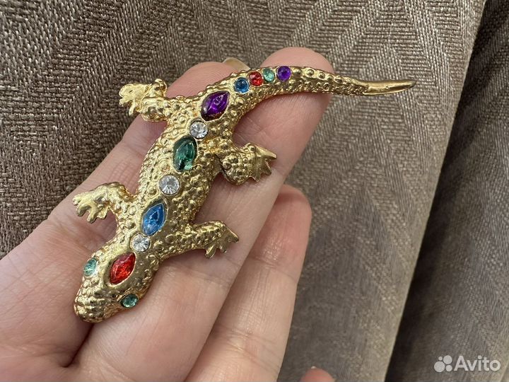 Винтажная брошь «Ящерица» США