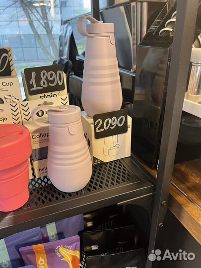 Складная эко бутылка Stojo и эко термостаканы