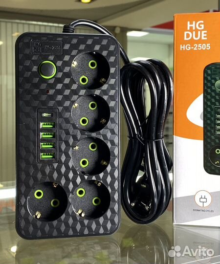 Сетевой фильтр 5 розеток 4+1USB