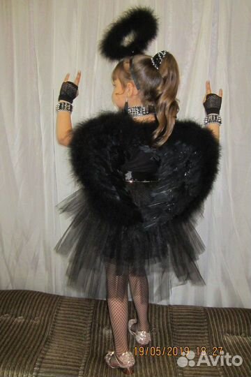 Шикарный чёрный Ангел Комплект рок Гламур Прокат