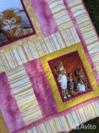 Лоскутное одеяло ручной работы с кошками