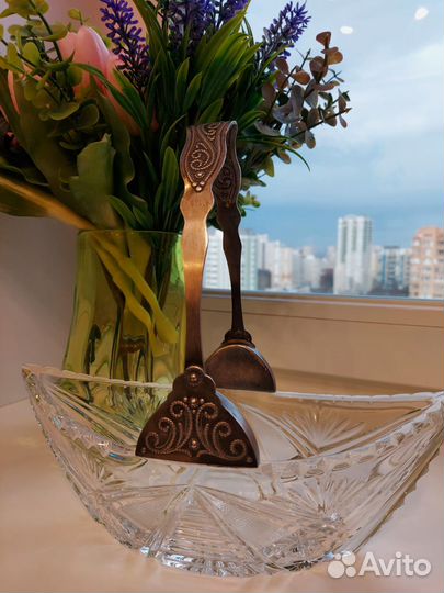 Посуда СССР хрусталь сахарница салатник лодочка