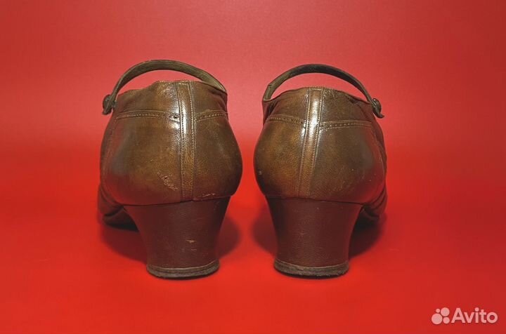 Довоенный старинные кожанные туфли 1920-е годы