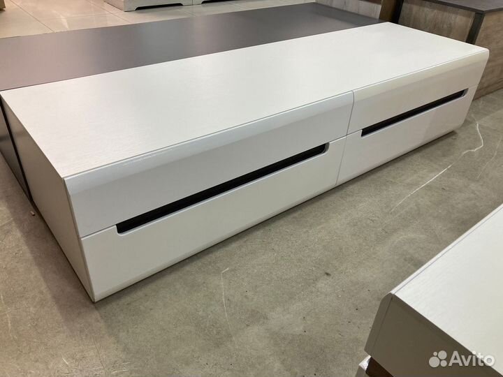 Тумба тв Стокгольм белый/белый глянец