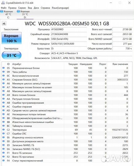 Отличные SSD 500Gb оригинал
