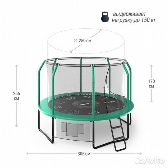 Батут unix Line supreme game 10 ft green