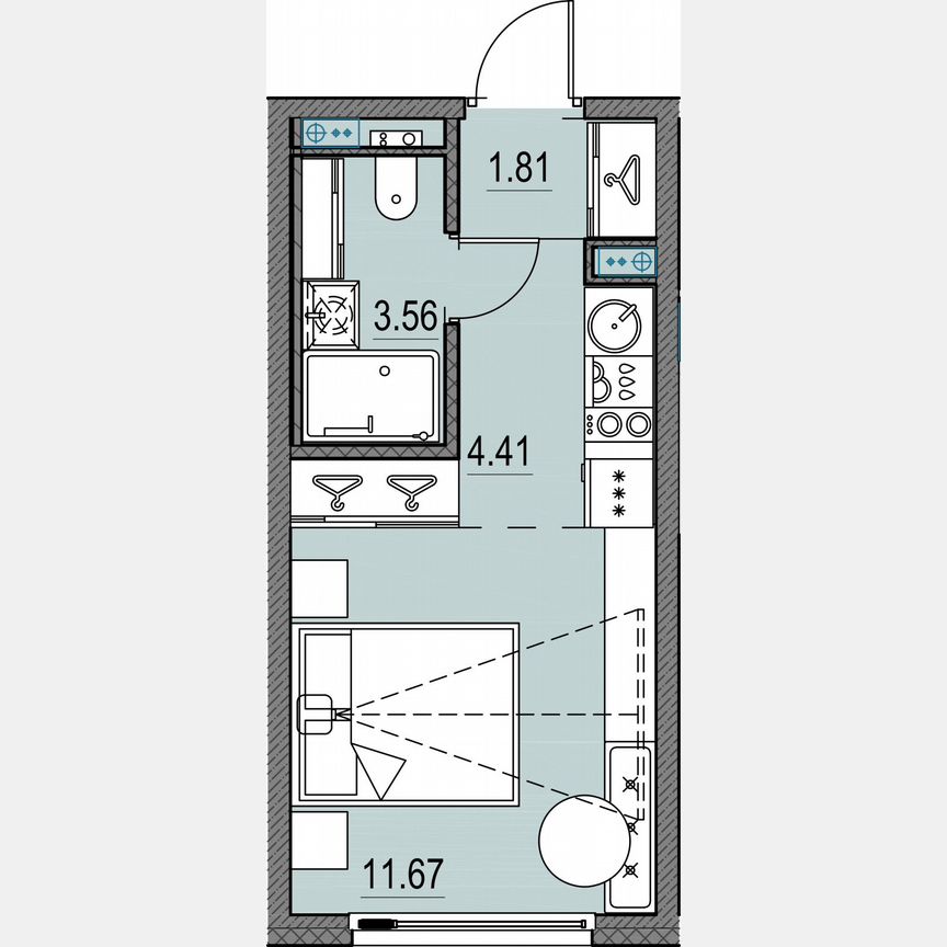 Квартира-студия, 21,5 м², 10/17 эт.