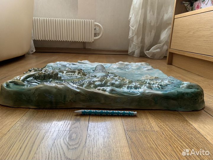 Большое панно-барельеф, морской пейзаж