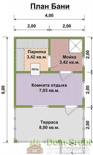 Зарайск. Хорошая надёжная Баня из бруса Б-42 (4х6)