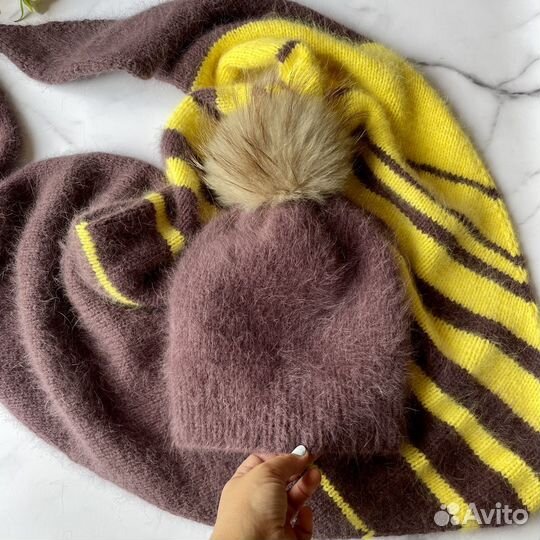 Комплект шапка и косынка женский