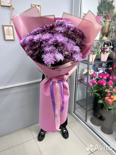 Букет-гигант из кустовых хризантем