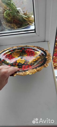 Ваза для фруктов СССР хохлома