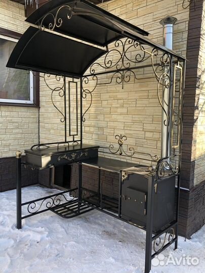 Кованый мангал с печкой