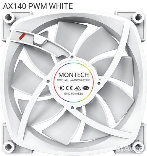 AX140 PWM white, Корпусный вентилятор Montech AX140