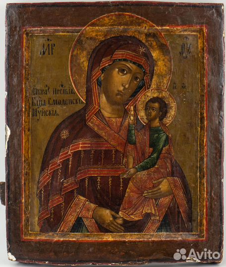Старинная Икона Б. М. Смоленская-Шуйская. к 19век
