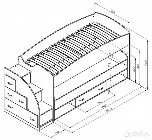 Кровать двухъярусная 