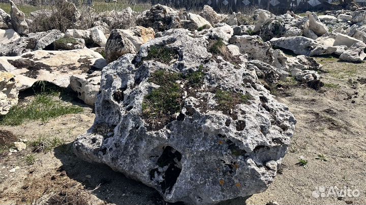 Натуральный камень валун со мхом