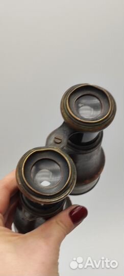 Бинокль кожа латунь, антикварный нач. XX в.Н1828 О