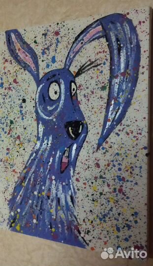 Картина Заяц в испуге Ручная работа 30*40 см