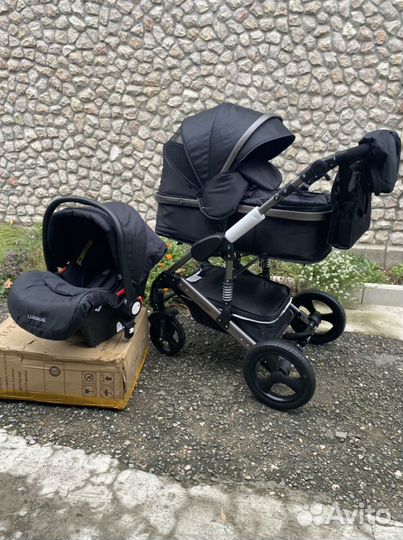 Коляска 3 в1 и 2 в1 (черная 555 )