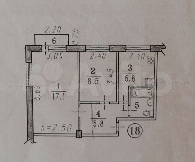 2-к. квартира, 41,1 м², 5/5 эт.