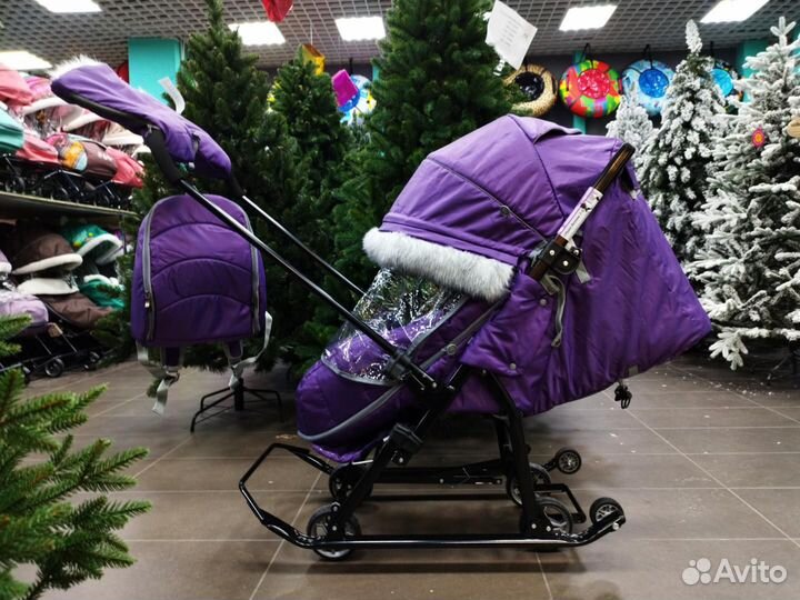 Санки Коляска 7-5 sk черничный