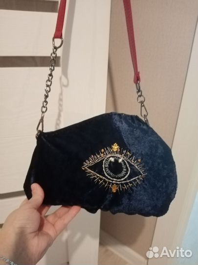 Сумка бархатная, с глазом. Ручная работа
