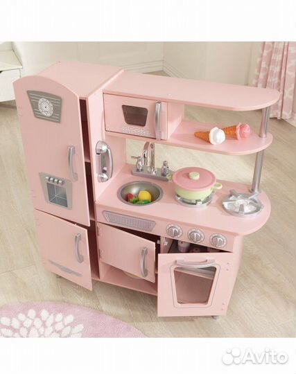 Новая деревянная кухня Kidkraft винтажная розовая