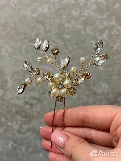 Заколка шпилька со стразами