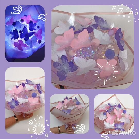 Светящийся букет бабочек ручная работа подарок