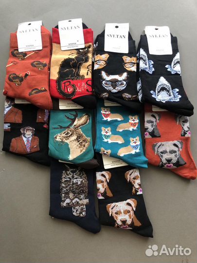 Носки мужские Nike, Reebok, с принтами, классика
