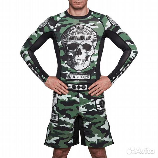 Шорты hardcore training fear zone green camo