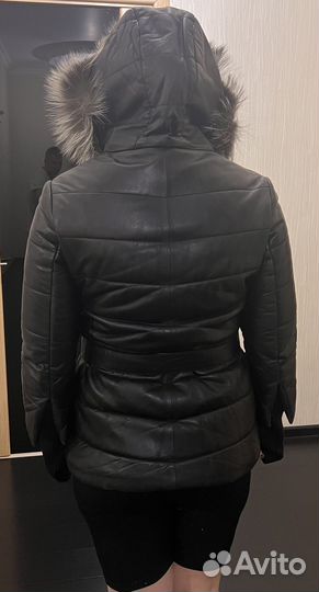 Кожаная куртка с натуральным мехом